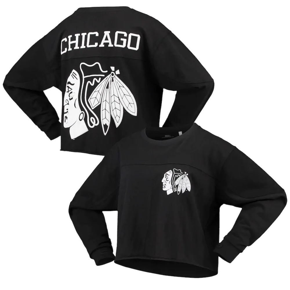 EUC Chicago Blackhawks Crop Long Sleeve G-III